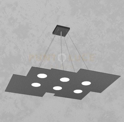 PLATE SOSPENSIONE 6 LUCI GRIGIO ANTRACITE 1129-S6 R-GA
