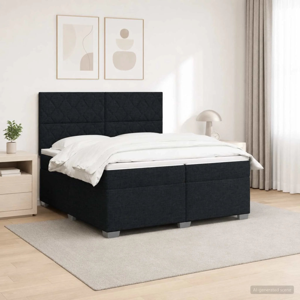 Letto box spring con materasso Nero 200 x 200 cm Tessuto 3454959