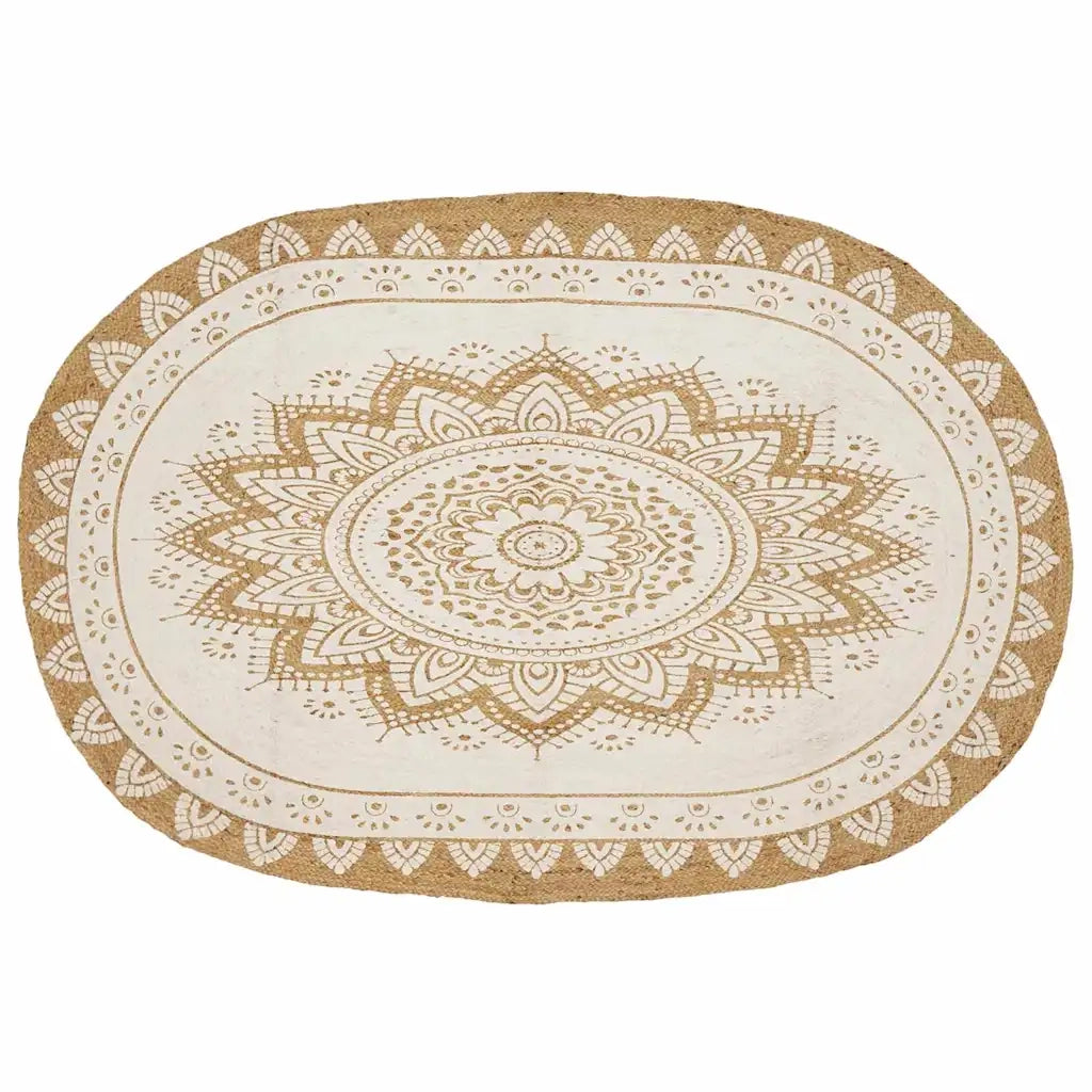 Tappeti per area | Tappeti a zone Naturale con stampa bianca 152 x 245 cm Juta
