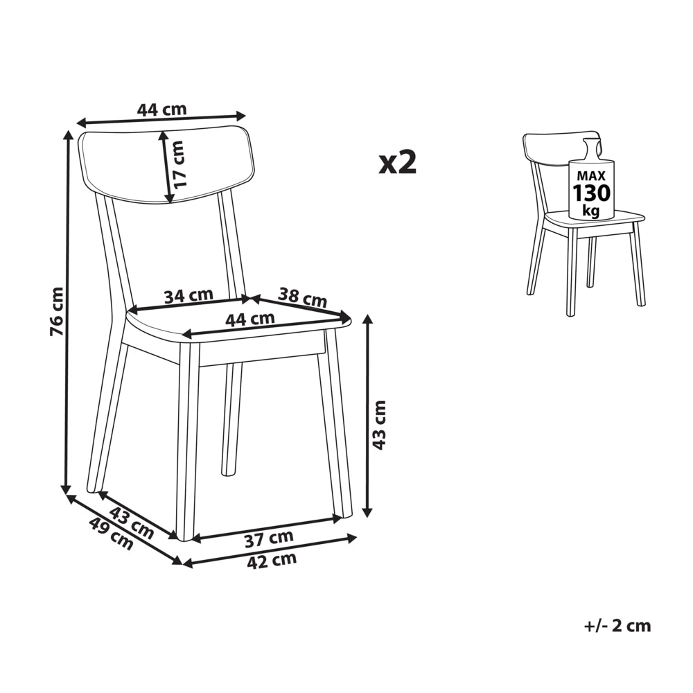 Set di 2 sedie da pranzo bianche con gambe in legno chiaro in stile retrò moderno