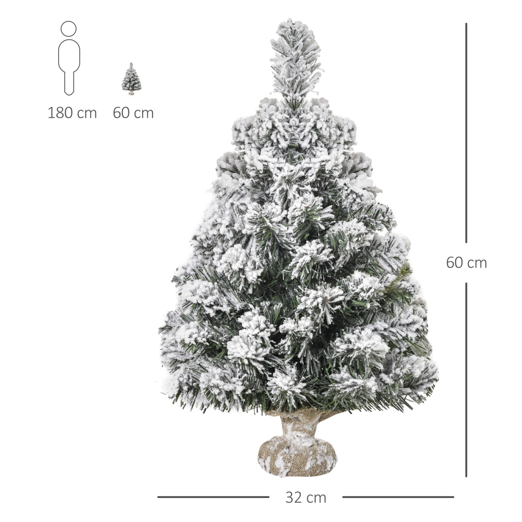 Albero di Natale Artificiale 60 cm ¨C Minimal ¨C Verde e Bianco ?32x60 cm