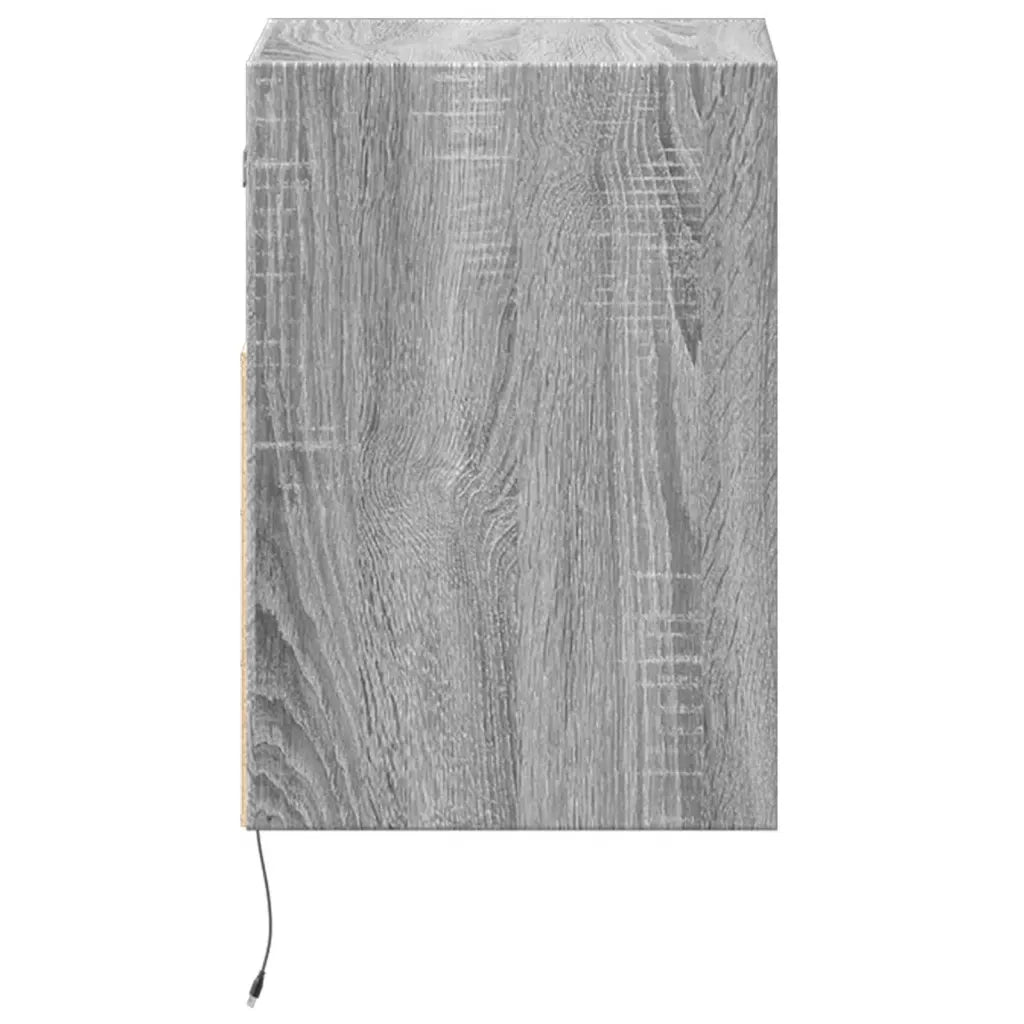 Comodini a Parete con luci LED 2 pz Grigio Sonoma 3307986
