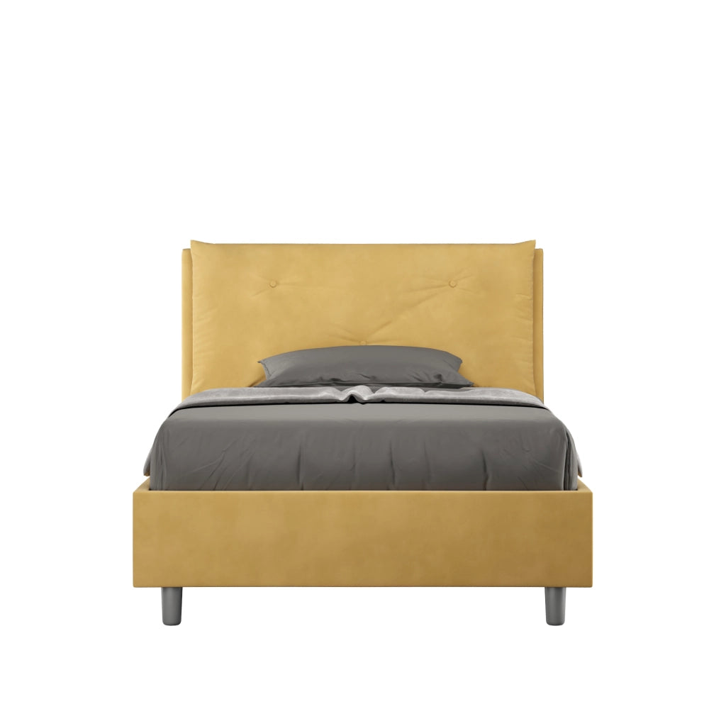BS COM Letto una piazza e mezza con rete imbottito 120x210 microfibra ocra