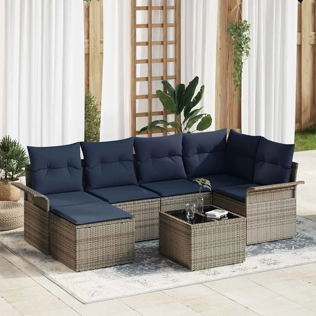 Set Divano da Giardino con cuscino Grigio polyrattan 3345445