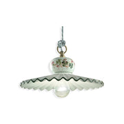 Lampadario Classico Roma Ceramica E Ottone Satinato Decorato 31Cm 1 Luce E27