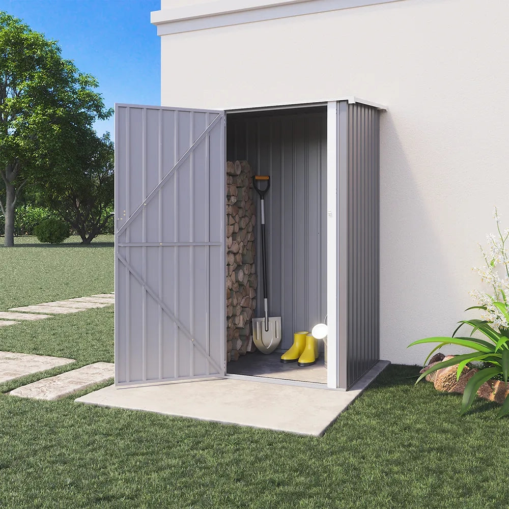Casetta da giardino in acciaio zincato grigio 1,51x1,03xh1,96 m - 48kg- 1,55 metri quadri