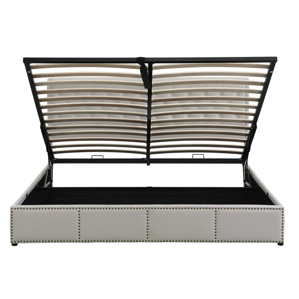 letto imbottito lino cotone grigio 160 x 200 cm