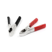 Trade Shop - Kit 2 Pinze Coccodrillo Morsetti 25a Rosso Nero Con Cappuccio In Plastica -