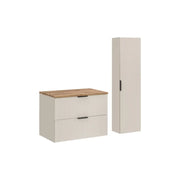 Set da bagno NOXERA 80 cm – Marrone congo & quercia Wotan – Mobile + colonna