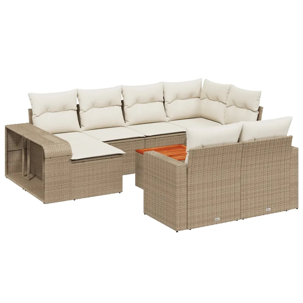 Set Divani da Giardino 11 pz con Cuscini Beige in Polyrattan 3228918