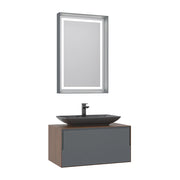 Set mobile lavabo con specchio (2 pezzi) "Craft 80" - 60 x 50 x 40 cm - Noce / Antracite