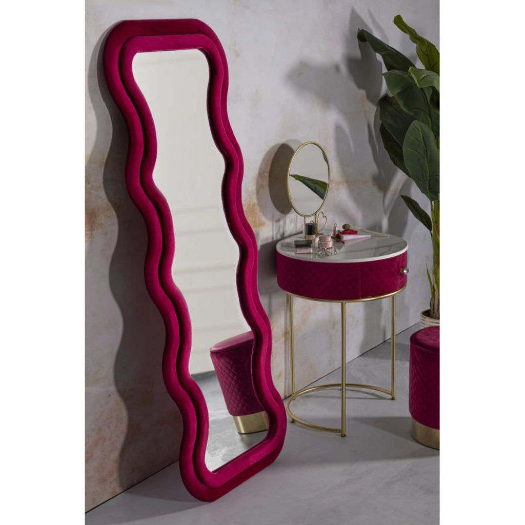 Specchio con Cornice Curve, Rosa, MDF, 160x60x6 cm