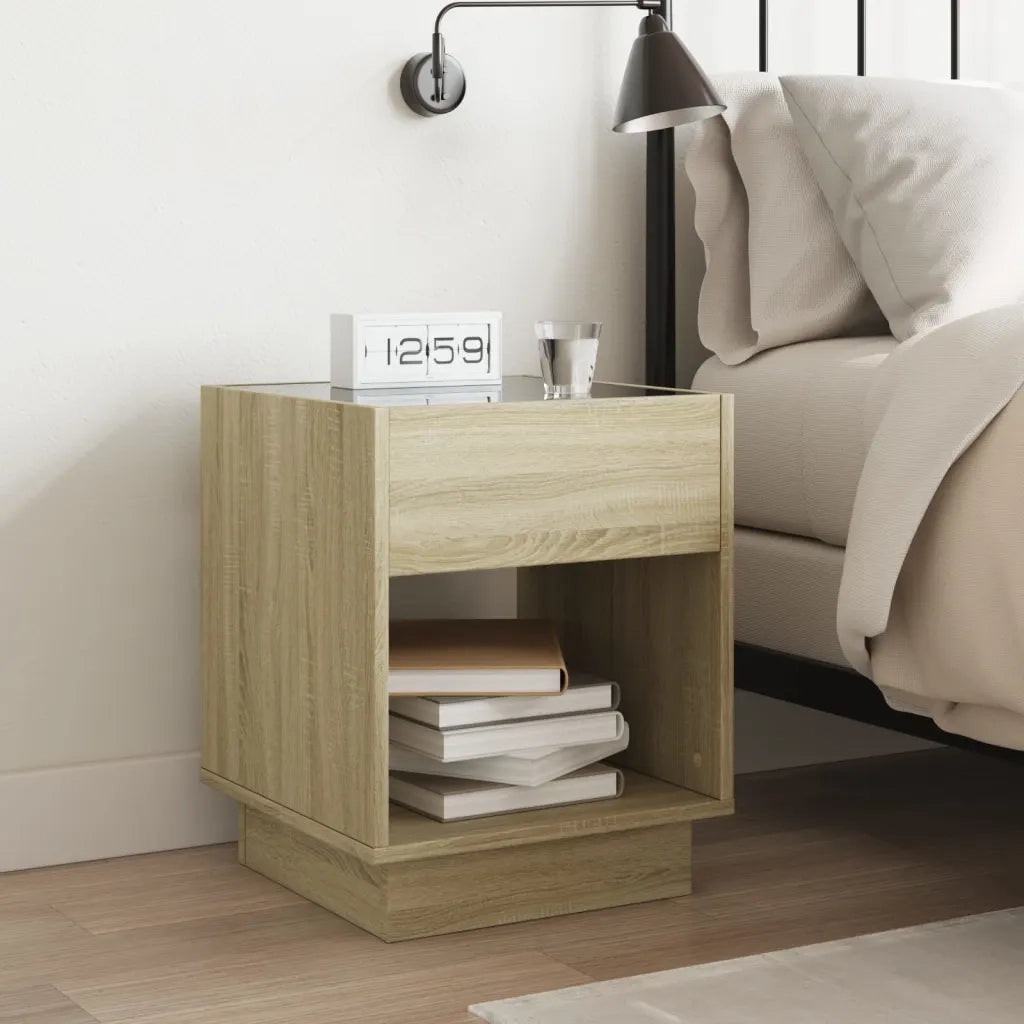 Comodino con LED Infinity Rovere Sonoma 40x40x50 cm 3284079