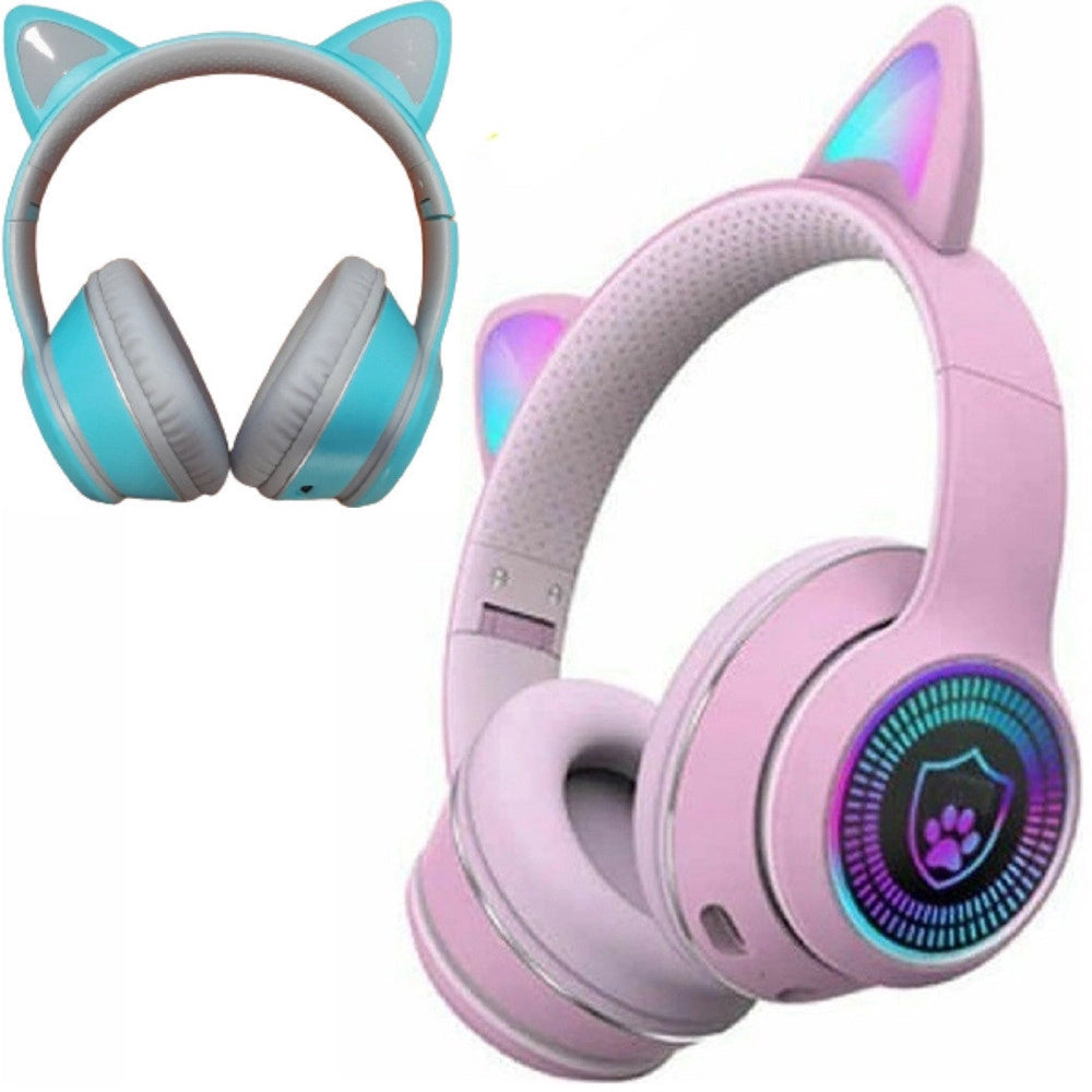 Trade Shop - Cuffie Auricolari Wireless/cablate Orecchie Gatto Ricaricabili Bluetooth Q-em50 -