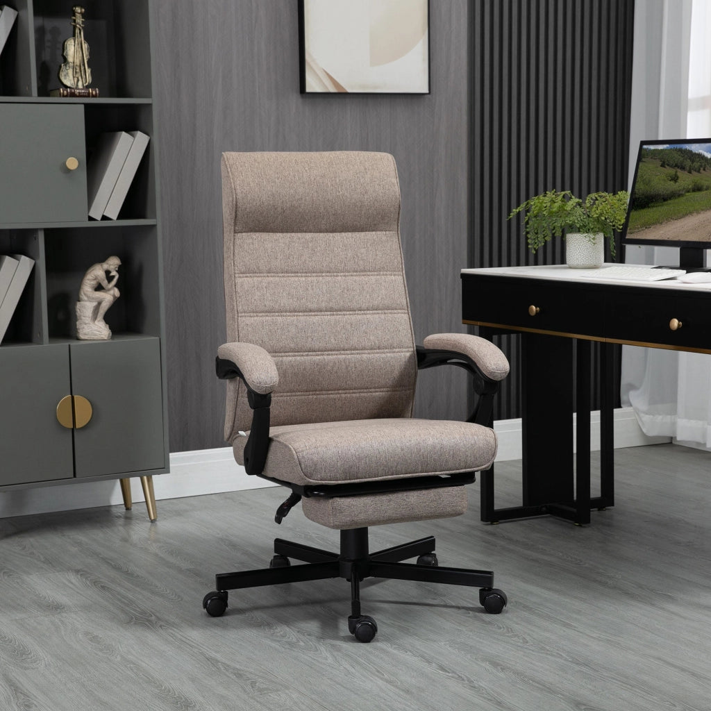 Sedia Poltrona da Ufficio Presidenziale 68x67x106-114 cm con Poggiapiedi Marrone
