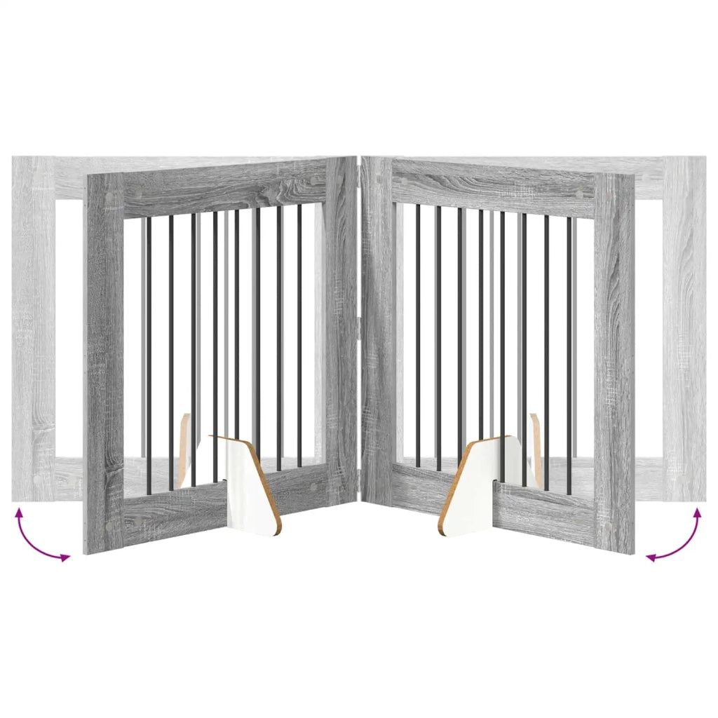 Cancello per cani con supporti 2 pz Grigio Sonoma 80 x 80 cm CFW9882056