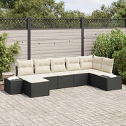 Set Divano da Giardino con cuscino 7 pcs Nero polyrattan 3347147