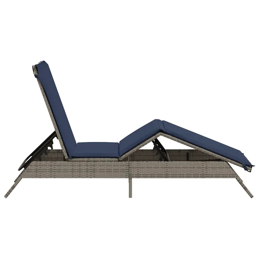 Lettino prendisole con Cuscino in Polyrattan Grigio 4002707