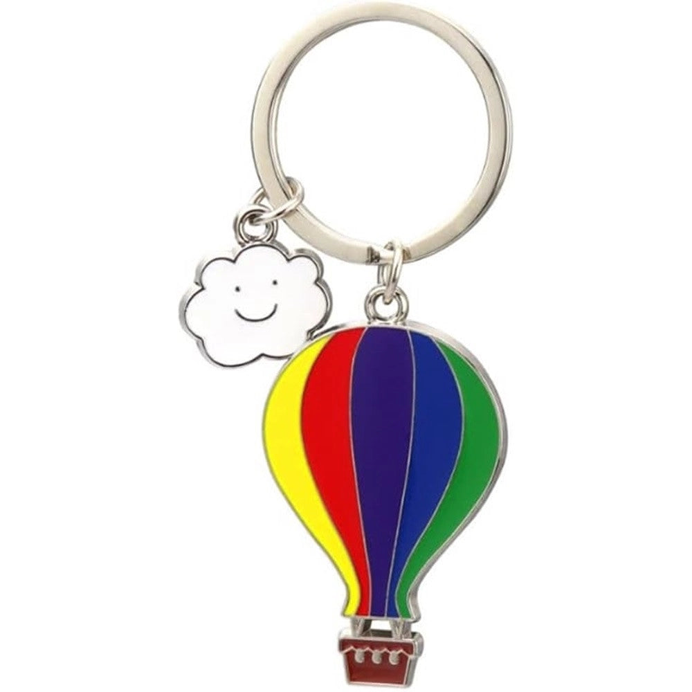 Trade Shop - Set 12 Portachiavi Ciondolo A Mongolfiera In Metallo Compleanno Bomboniere Multicolore -