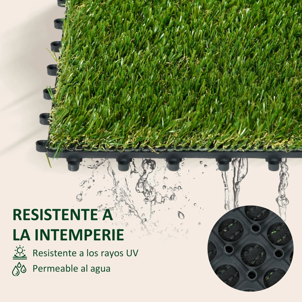 Tappeto erba sintetica 10 pezzi ¨C zephmum ¨C 30x30 cm verde scuro