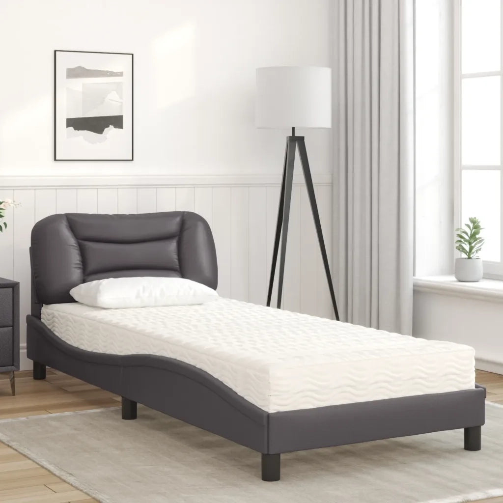 Letto con Materasso Hvar Grgio 80x200 cm in Similpelle