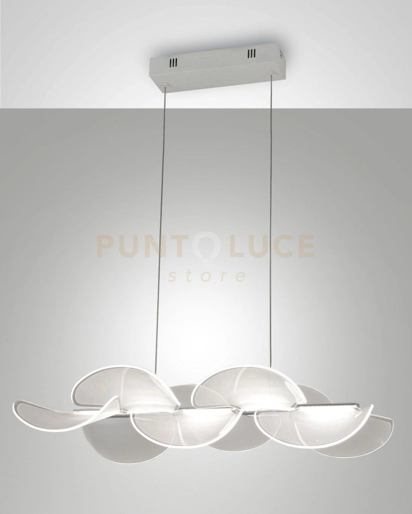 SYLVIE LAMPADARIOA  SOSPENSIONE BIANCA L.58X37cm A LED 3000K - 30W - 4000 lm DIMMERABILE SMART C/ACC