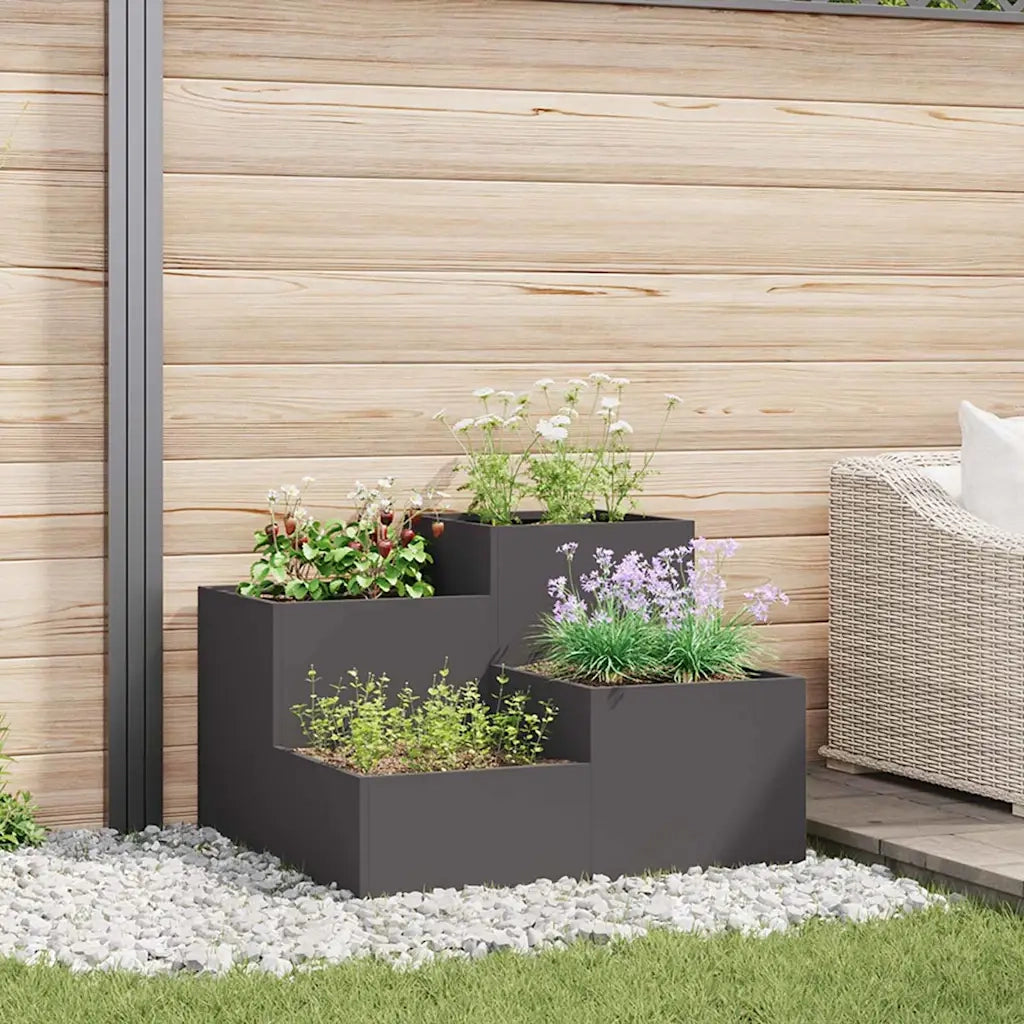 Vaso da giardino Nero 100 x 100 x 60 cm Acciaio