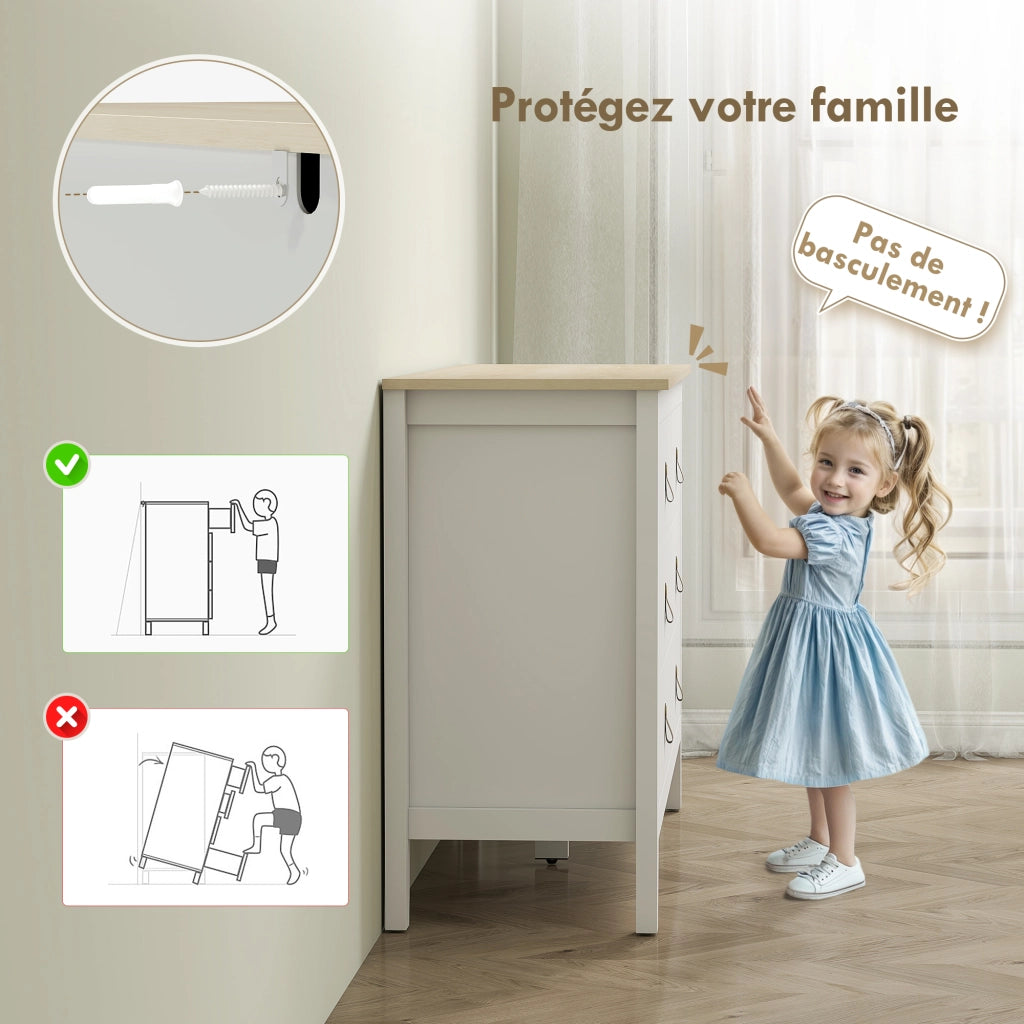 Cassettiera Moderna 6 Cassetti ¨C Zephmum ¨C Bianco 120x40x78
