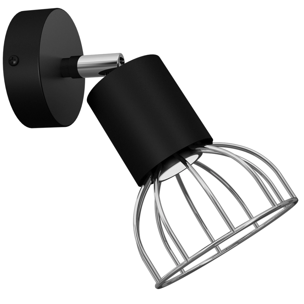 Applique 1 luce Dante Silver nero/cromo GU10 40W Milagro