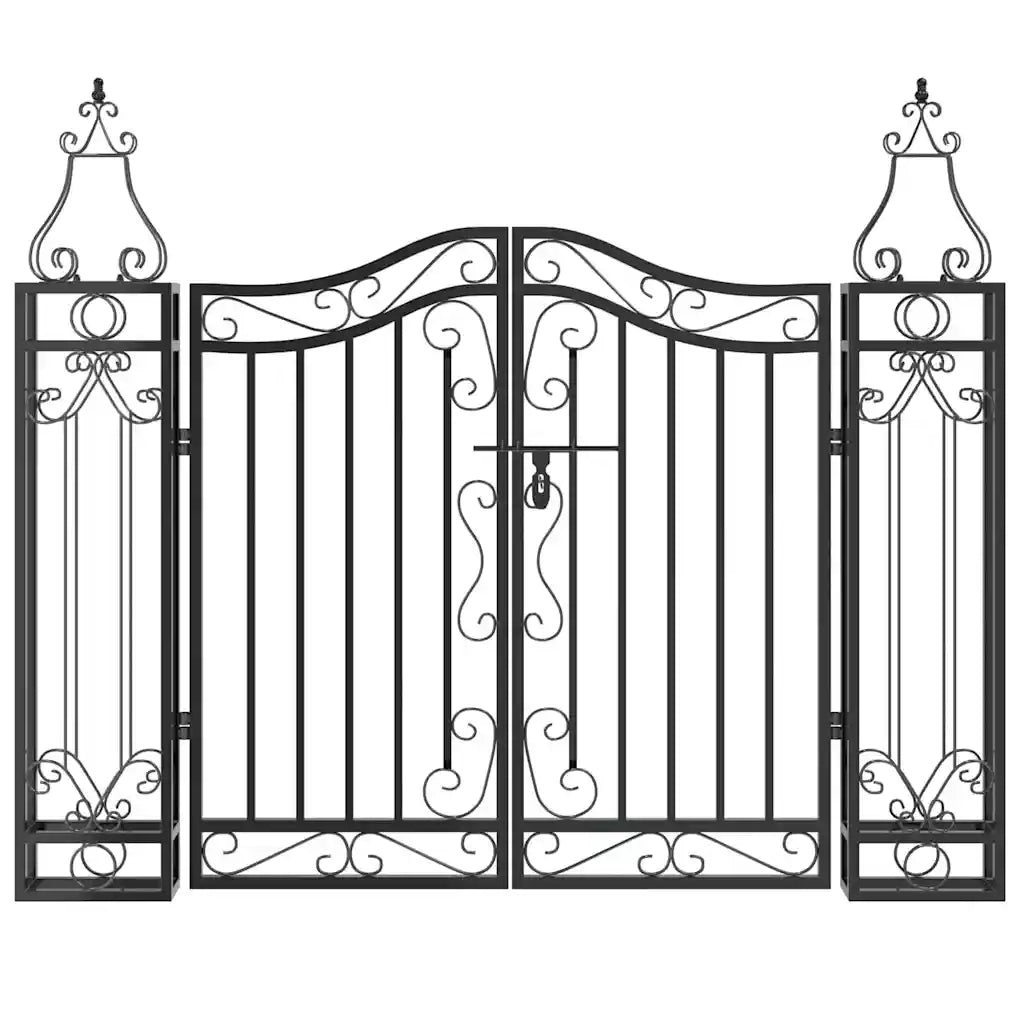 Cancello da Giardino Nero 121x8x100 cm in Ferro Battuto CFW7927119