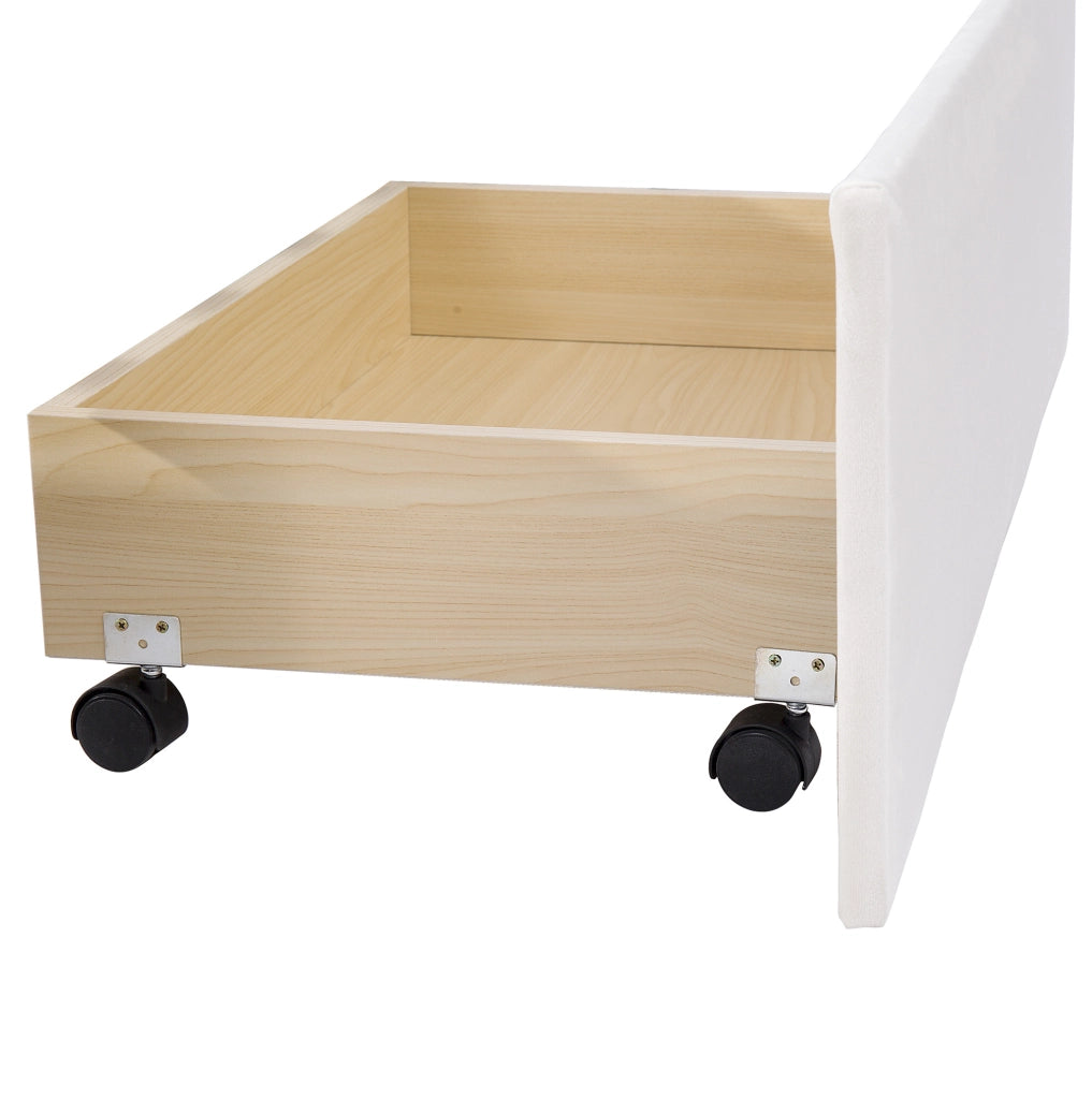 Letto imbottito con 4 cassetti e struttura robusta