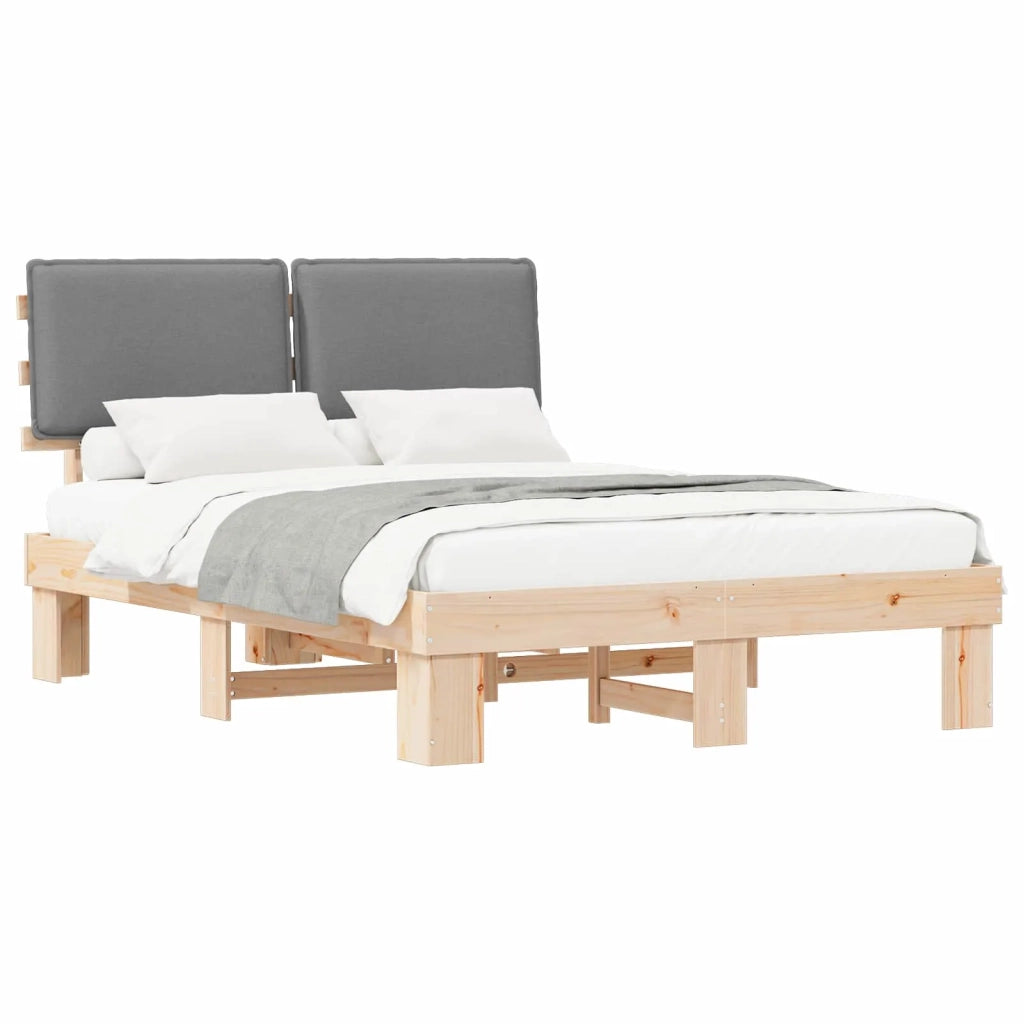 Letto con Testiera Rivestita Grigio chiaro 140 x 200 cm 877274
