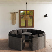 Set Divani da Giardino 9 pz con Cuscini in Polyrattan Grigio 3064899
