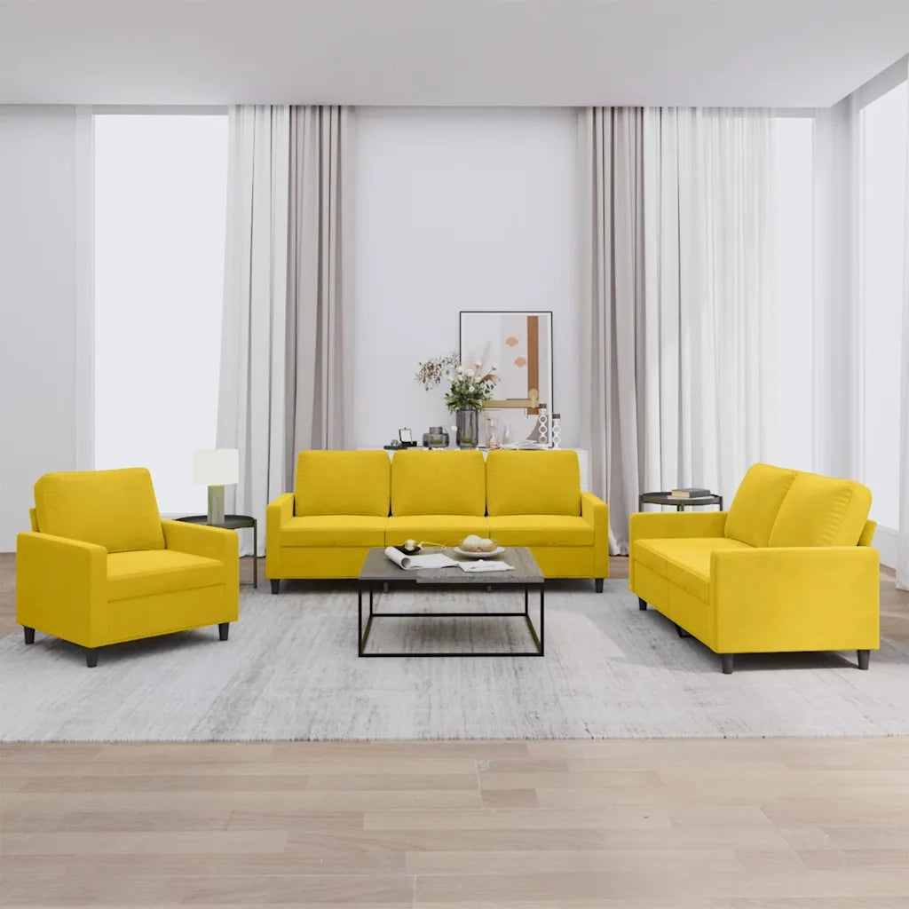Set di Divani 3 pz con Cuscini giallo in Velluto 3201482