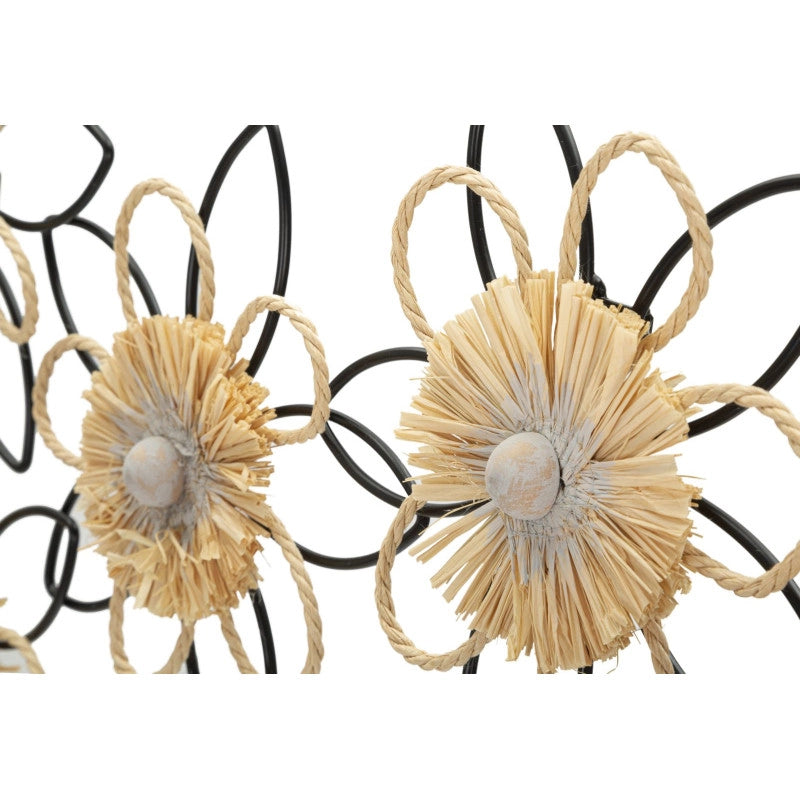 Pannelo In Ferro E Raffia Flow cm 60x4x35