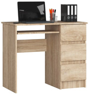 Scrivania per computer AKORD A6 Sonoma Quercia 90 cm 3 cassetti 90x50x77 cm Modello a destra