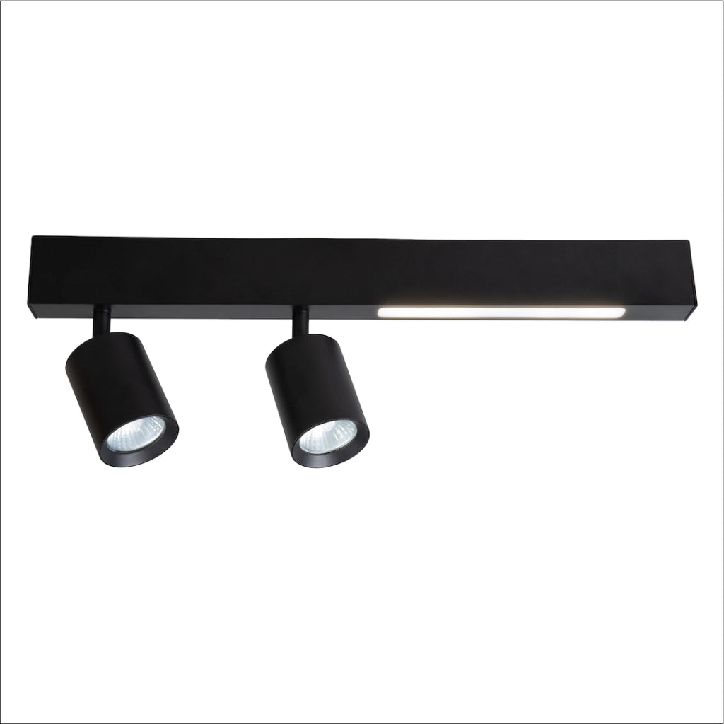Faretto soffitto doppio a barra nero LED 5W 2xGU10
