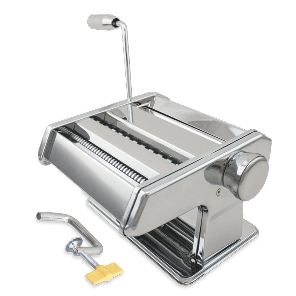 Trade Shop - Macchina Per Pasta Manuale Da Cucina In Acciaio Cromato Fettuccine Tagliolini -