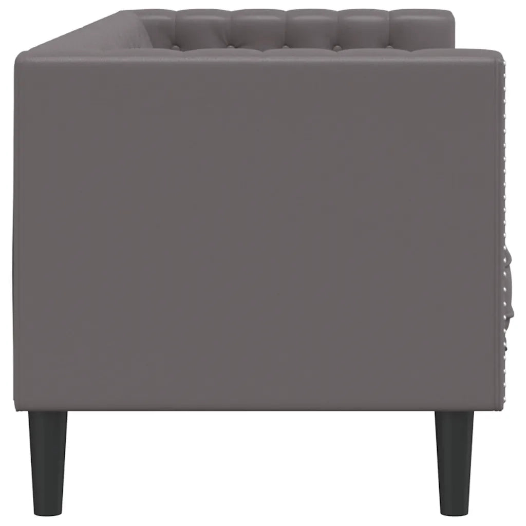 Divano Chesterfield a 3 Posti Grigio in Similpelle 372669