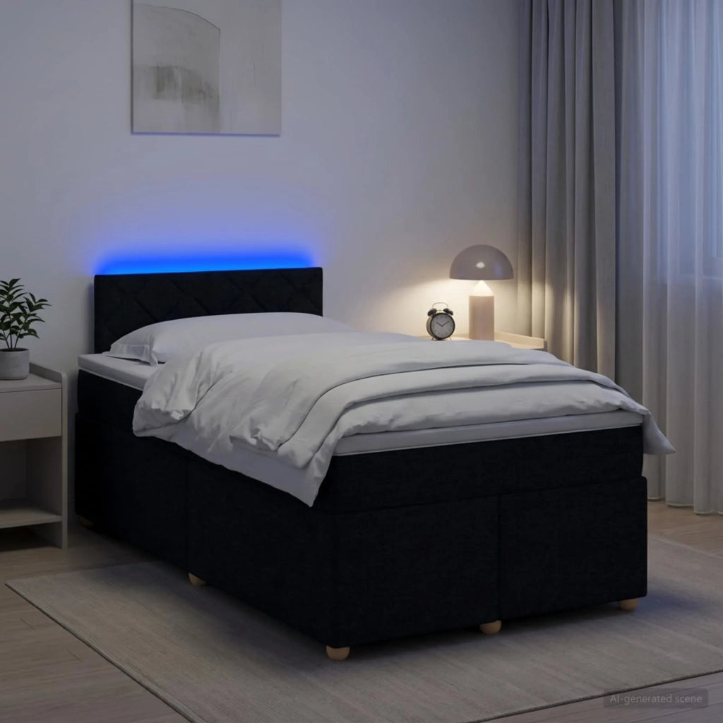 Letto box spring con materasso Nero 120 x 190 cm Tessuto 3452382