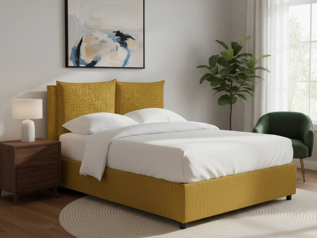 Penrith, Letto Singolo Sfoderabile Made in Italy, Giallo Ocra