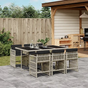 Set da Pranzo da Giardino 7 pz Cuscini Polyrattan Grigio Chiaro 3211631