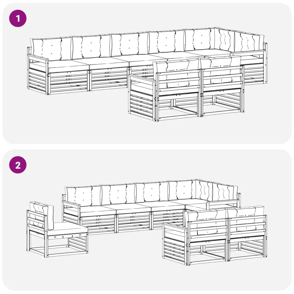 Set di divani da esterno 8 pz Bianco e Antracite Poliestere 3390672