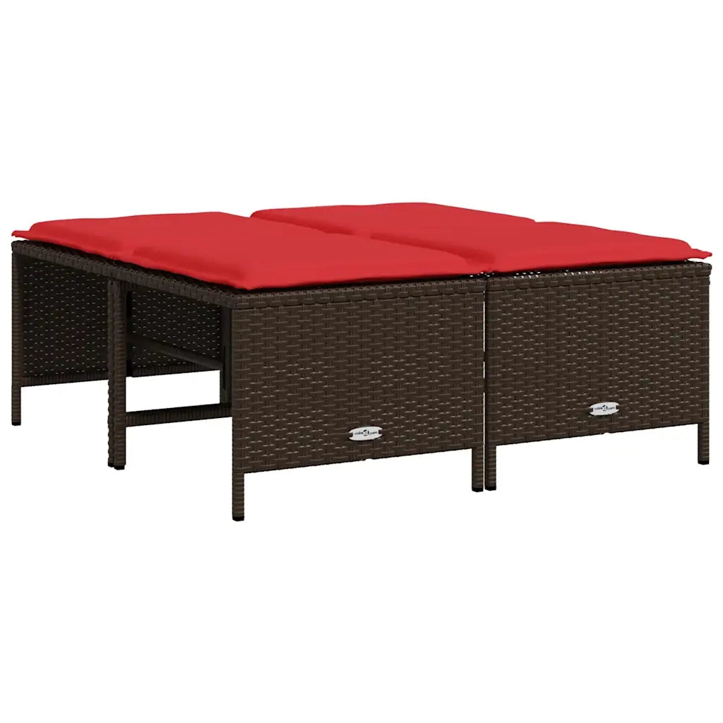 Sgabelli da giardino con Cuscini 4 pz in Polyrattan Marrone 368368