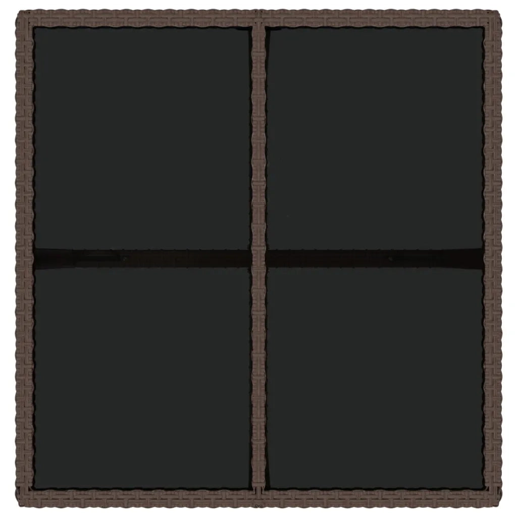 Tavolo da Giardino | Tavolino da esterno Marrone 109x107x74 cm in Polyrattan e Vetro
