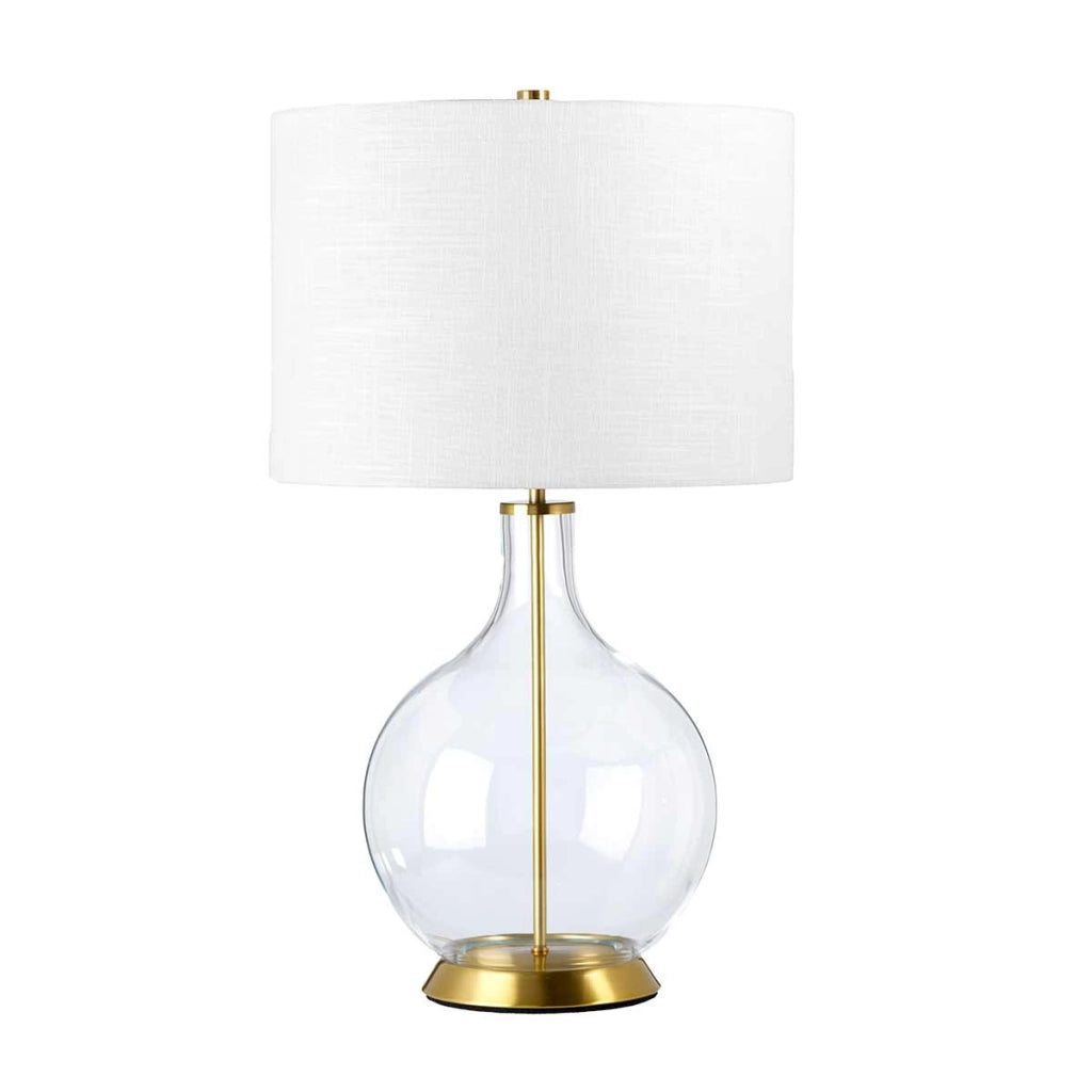 Lampada da tavolo Orb vetro ottone paralume bianco E27 Elstead