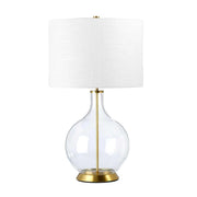 Lampada da tavolo Orb vetro ottone paralume bianco E27 Elstead