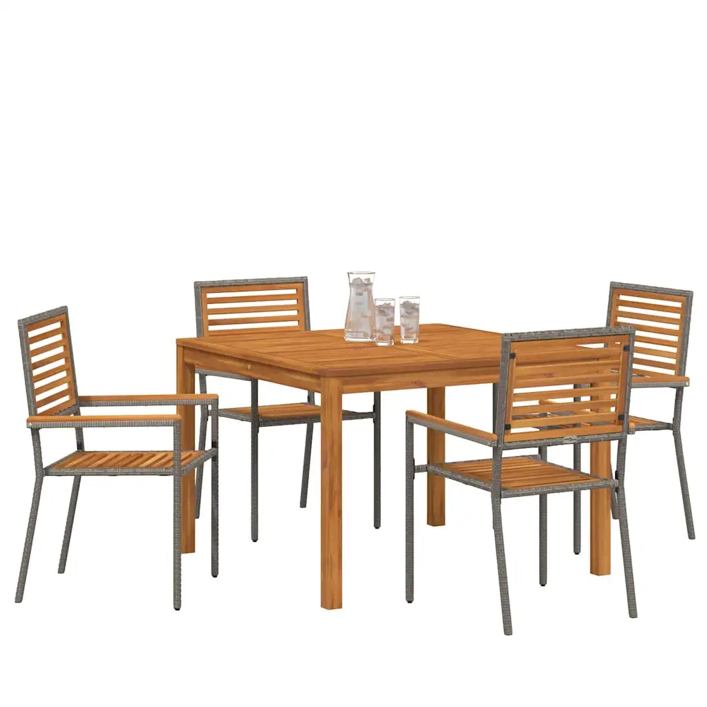Set da Pranzo per Giardino 5 pcs Grigio