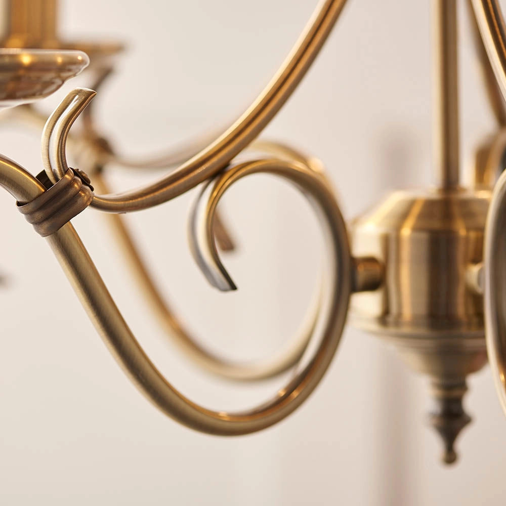 Lampadario Bernice Endon ottone antico 5xE14 dimmerabile
