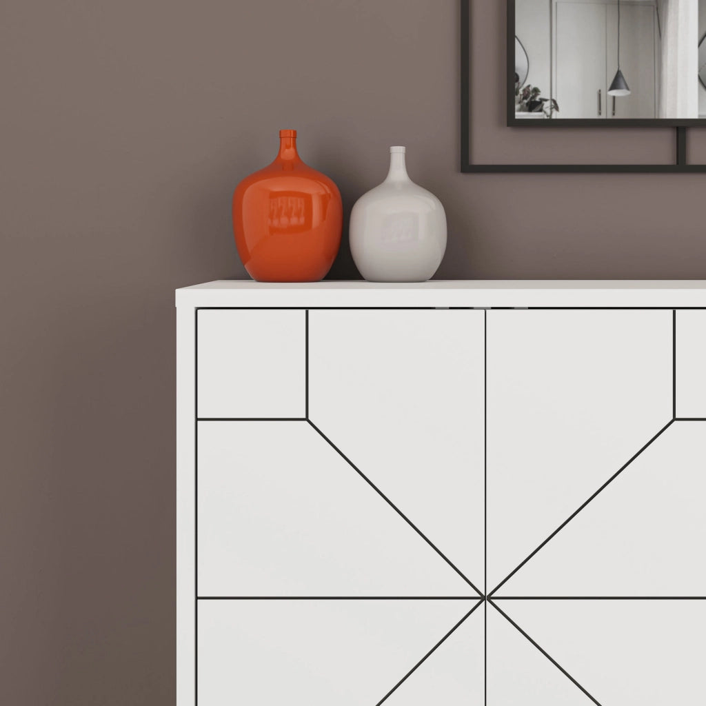 Credenza in legno "Dune" - 123 x 35 x 62 cm - Bianco